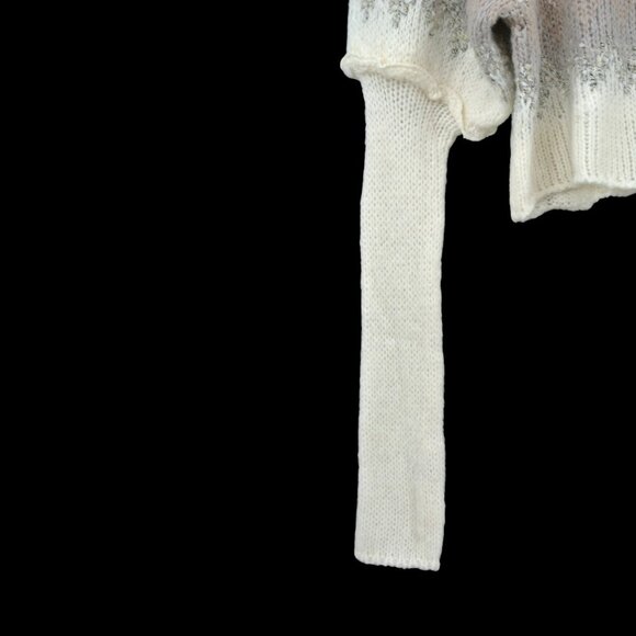 NWT Free People Cream & Silver Speckled Crew Neck Sweater S/P - Picture 3 of 5